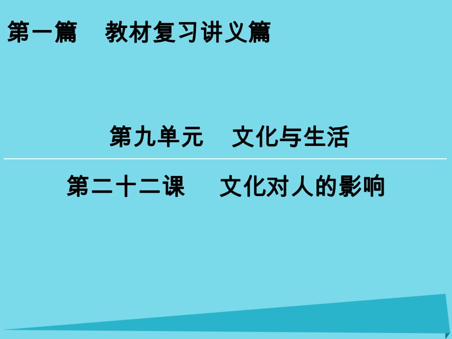 高考政治一輪復(fù)習(xí) 第9單元 第22課 文化對(duì)人的影響課件_第1頁