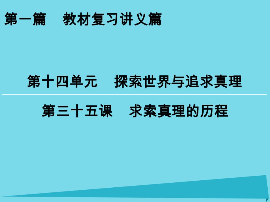 高考政治一輪復(fù)習(xí) 第14單元 第35課 求索真理的歷程課件_第1頁