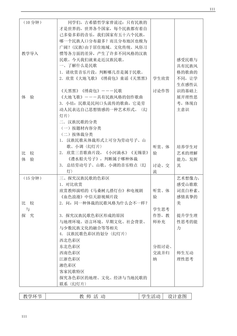 高一音乐 中国汉族民歌教案_第2页