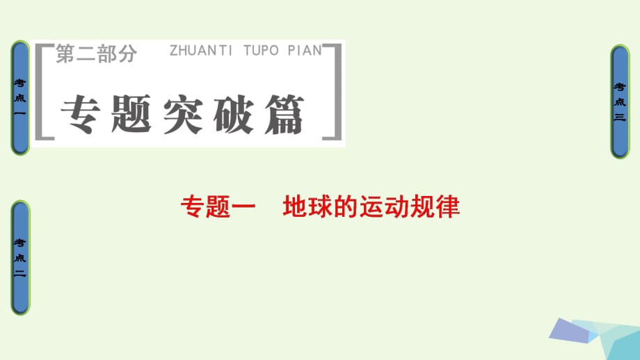 高考地理二輪復(fù)習(xí) 第2部分 專題1 地球的運(yùn)動(dòng)規(guī)律課件_第1頁(yè)