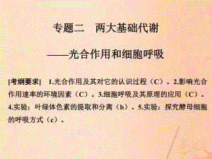 高考生物二輪復(fù)習(xí) 第二單元 生命系統(tǒng)的代謝基礎(chǔ) 專(zhuān)題二 兩大基礎(chǔ)代謝——光合作用和細(xì)胞呼吸課件