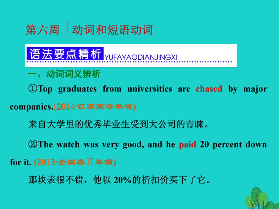 高考英語一輪復(fù)習(xí) 第三部分 語法突破 周計(jì)劃 第六周 動(dòng)詞和短語動(dòng)詞課件_第1頁