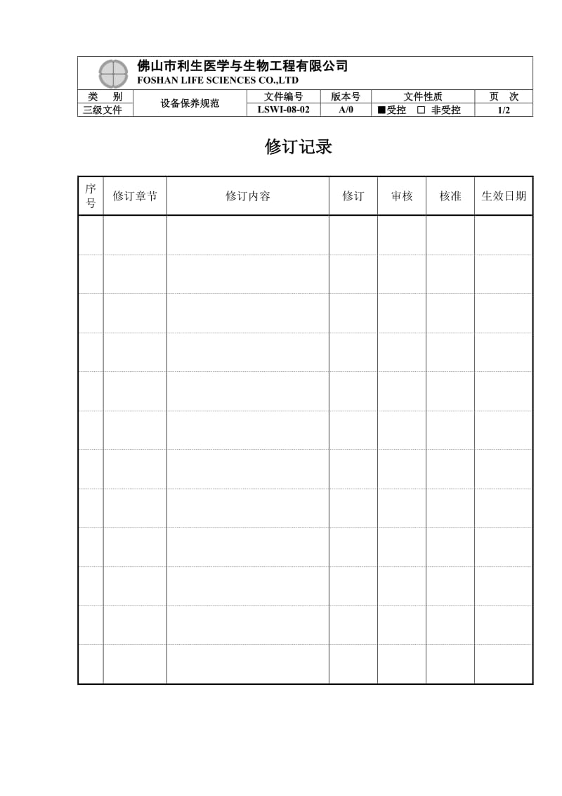 【ISO_13485_Example-1_(FSLS) 】设备保养规范.5_第2页