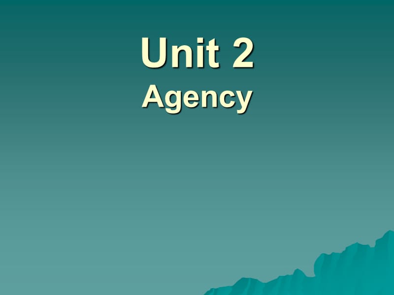 商务英语综合教程第四册Unit2Agency_第1页