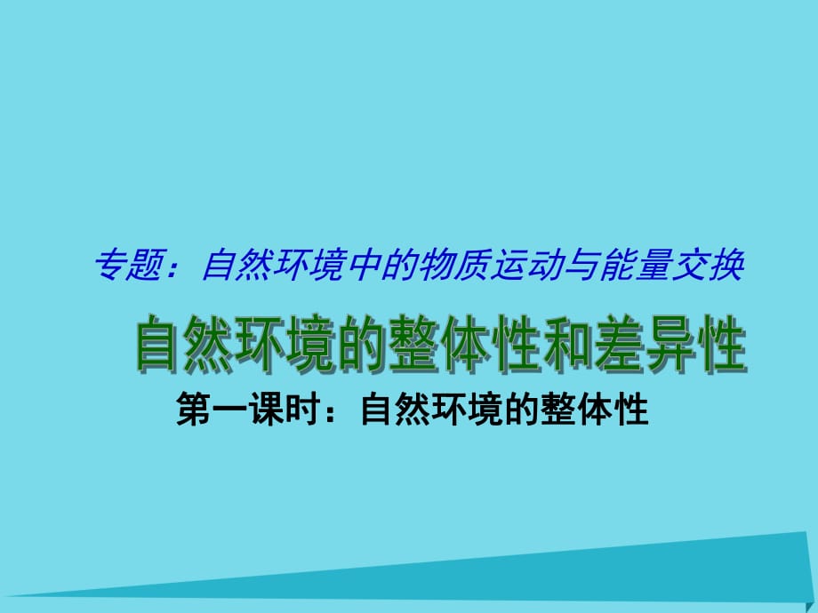 高考地理二輪專(zhuān)題復(fù)習(xí) 自然環(huán)境的整體性和差異性 第1課時(shí) 自然環(huán)境的整體性課件1_第1頁(yè)