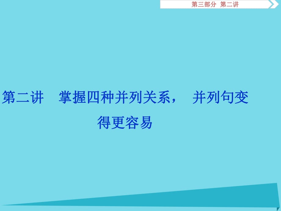 高考英語(yǔ)總復(fù)習(xí) 第三部分 寫(xiě)作技能培優(yōu) 第二講 掌握四種并列關(guān)系 并列句變得更容易課件_第1頁(yè)