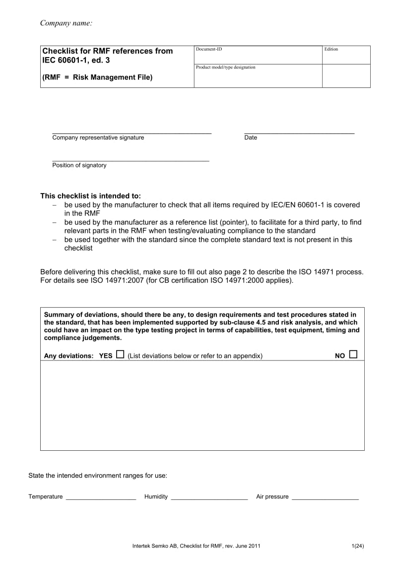 Checklist RMF IEC 60601-1 ed3 rev. June 2011_z1_第1页