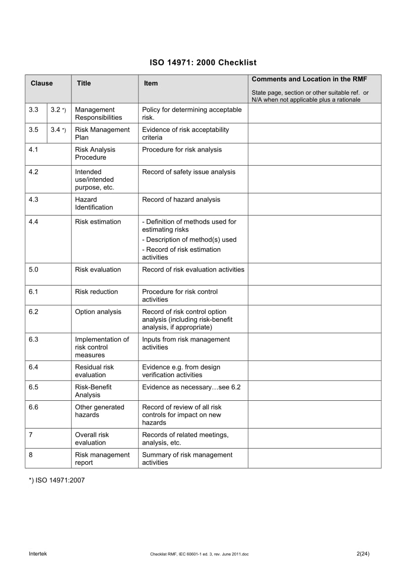 Checklist RMF IEC 60601-1 ed3 rev. June 2011_z1_第2页