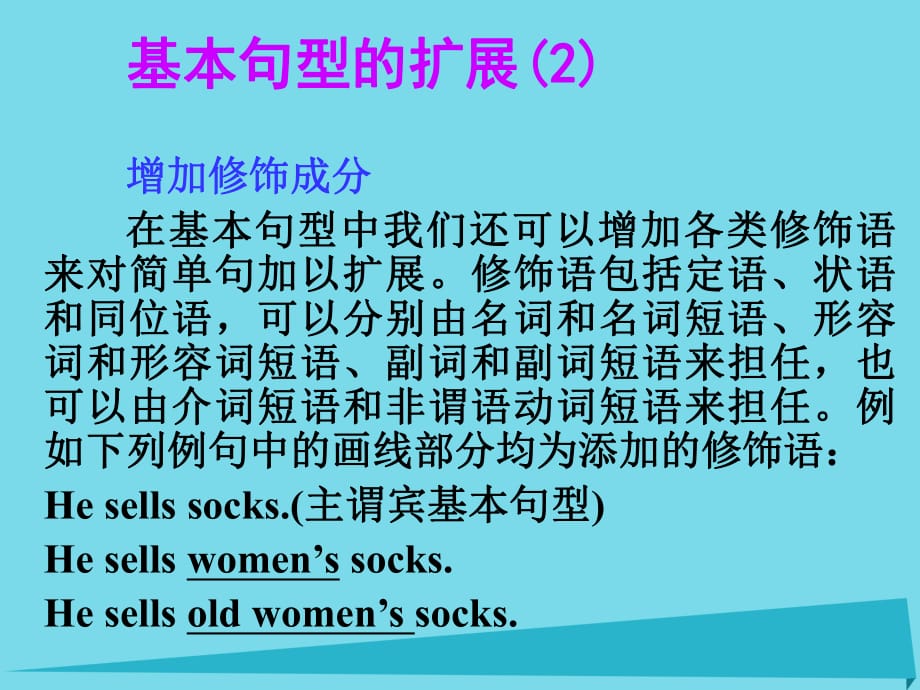 高考英語一輪總復習 15 基本句型的擴展課件 新人教版_第1頁