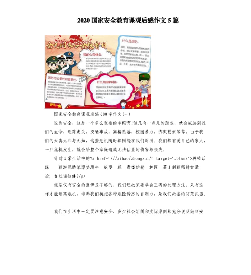 2020国家安全教育课观后感作文5篇.docx_第1页