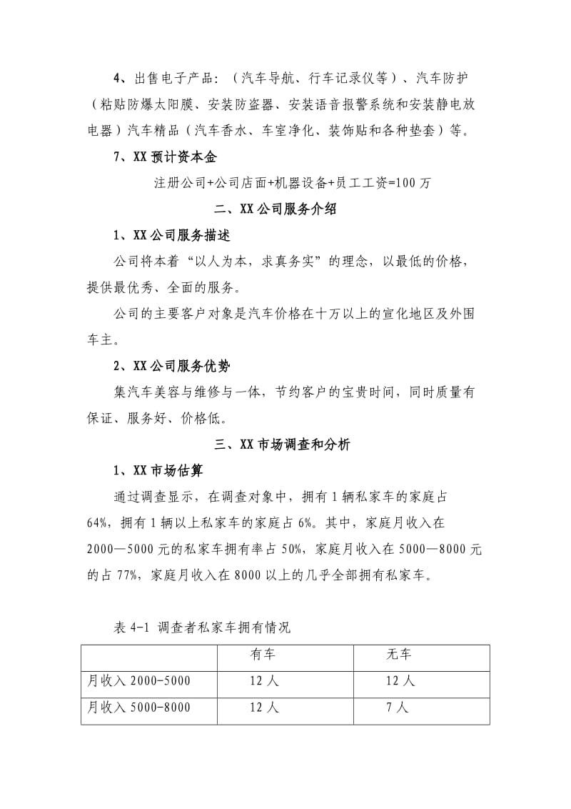 XX汽车美容维修店创业计划书_第3页