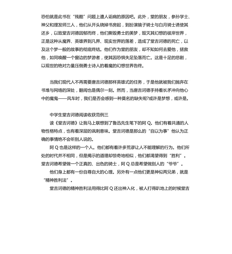 中学生堂吉诃德阅读收获范例5篇.docx_第3页