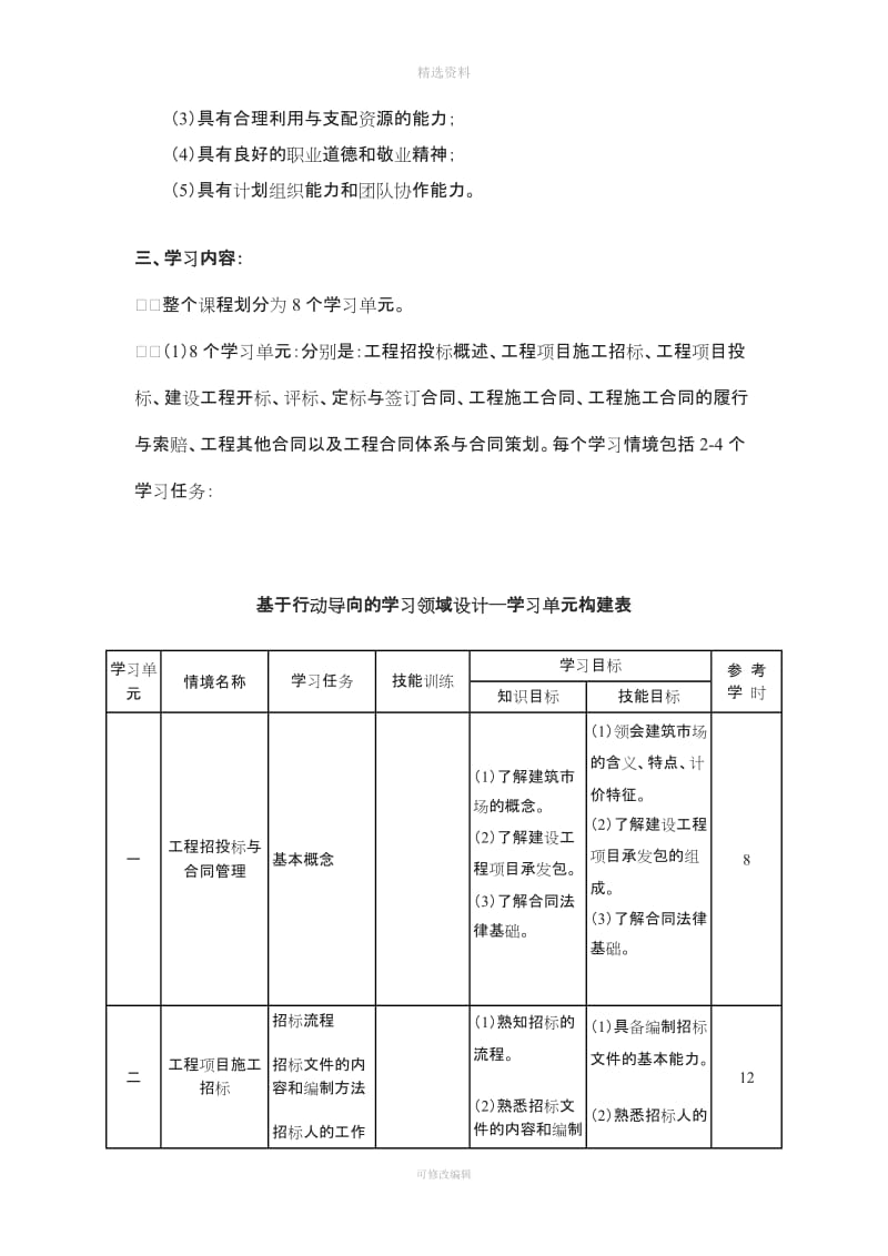 《工程合同管理》教学大纲_第2页