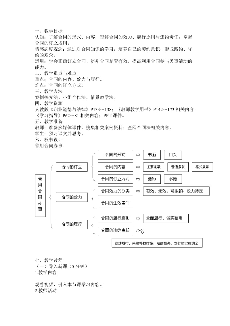 第十一课第四框-善用合同办事-教学设计_第1页