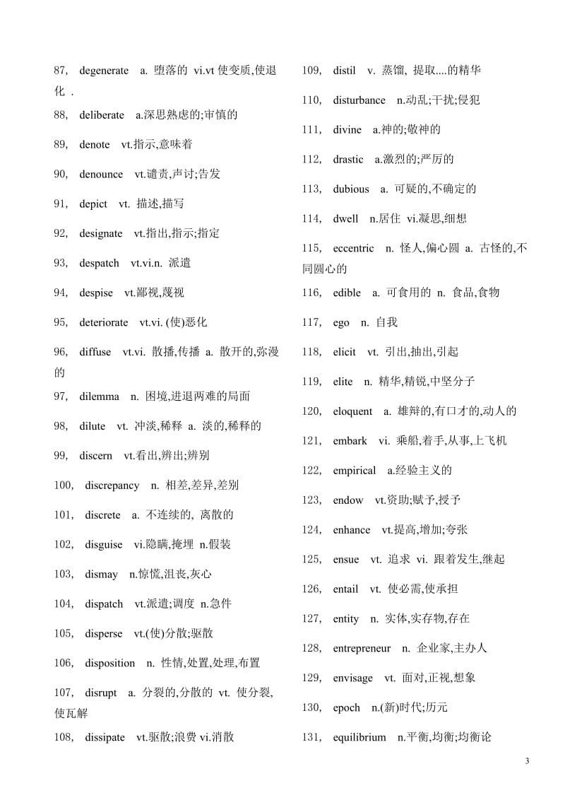 六级核心高频词汇表878个_第3页