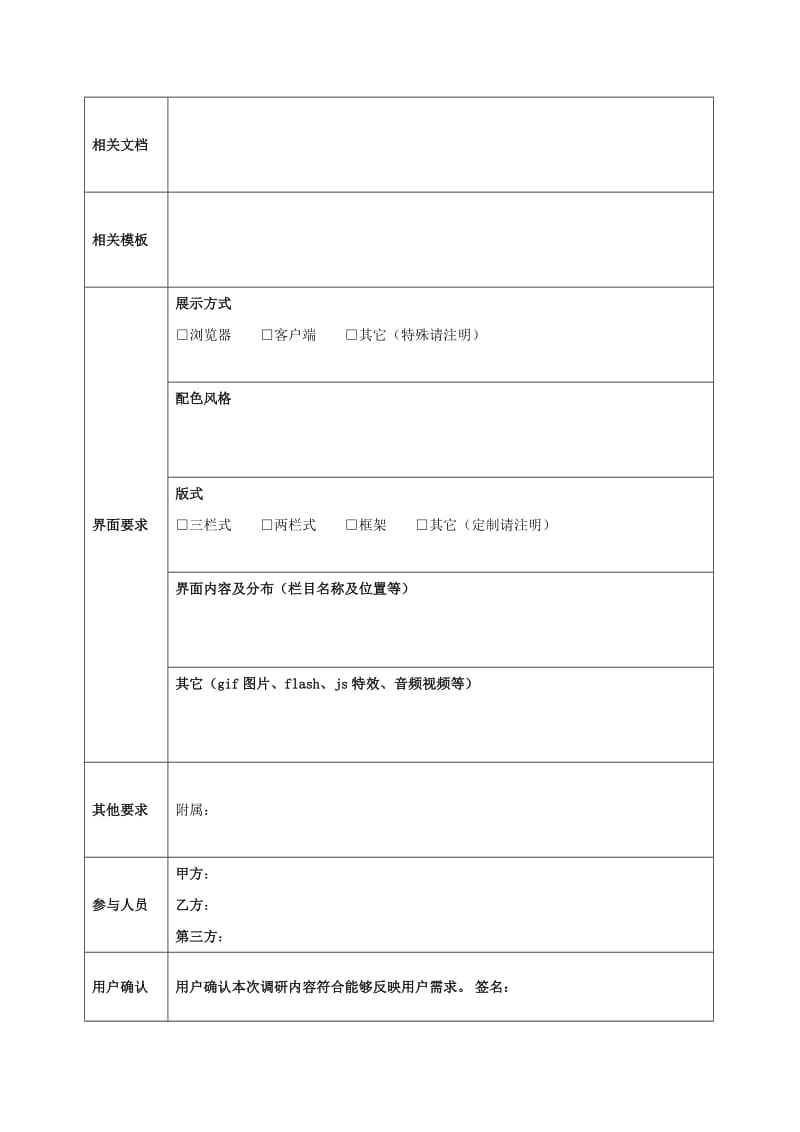 项目功能需求调研表通用模板_第2页