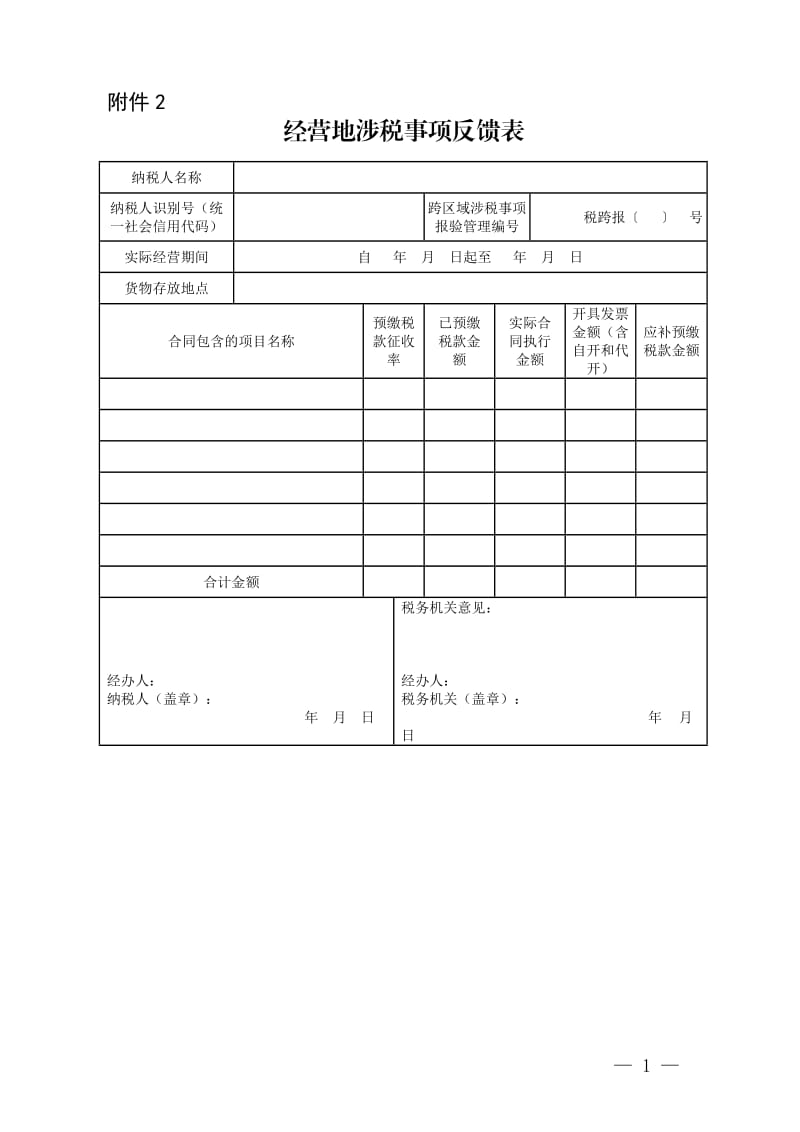 经营地税事项反馈表_第1页