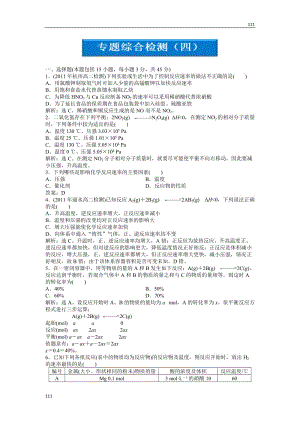 蘇教版化學選修6 專題綜合檢測（四）