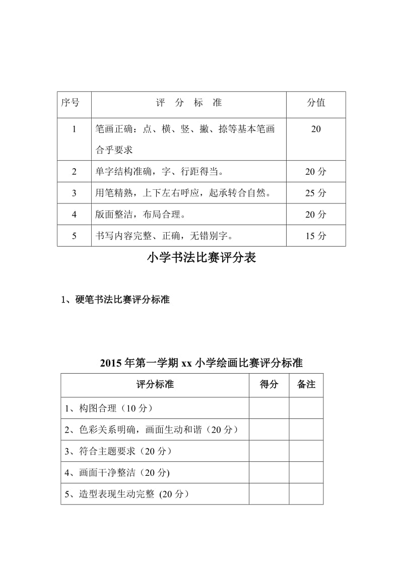 小学生书法绘画比赛活动方案及评分标准_第2页