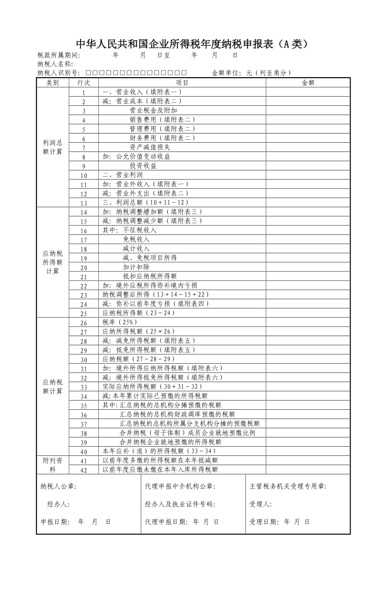 企业所得税年度申报表(DOC)_第1页