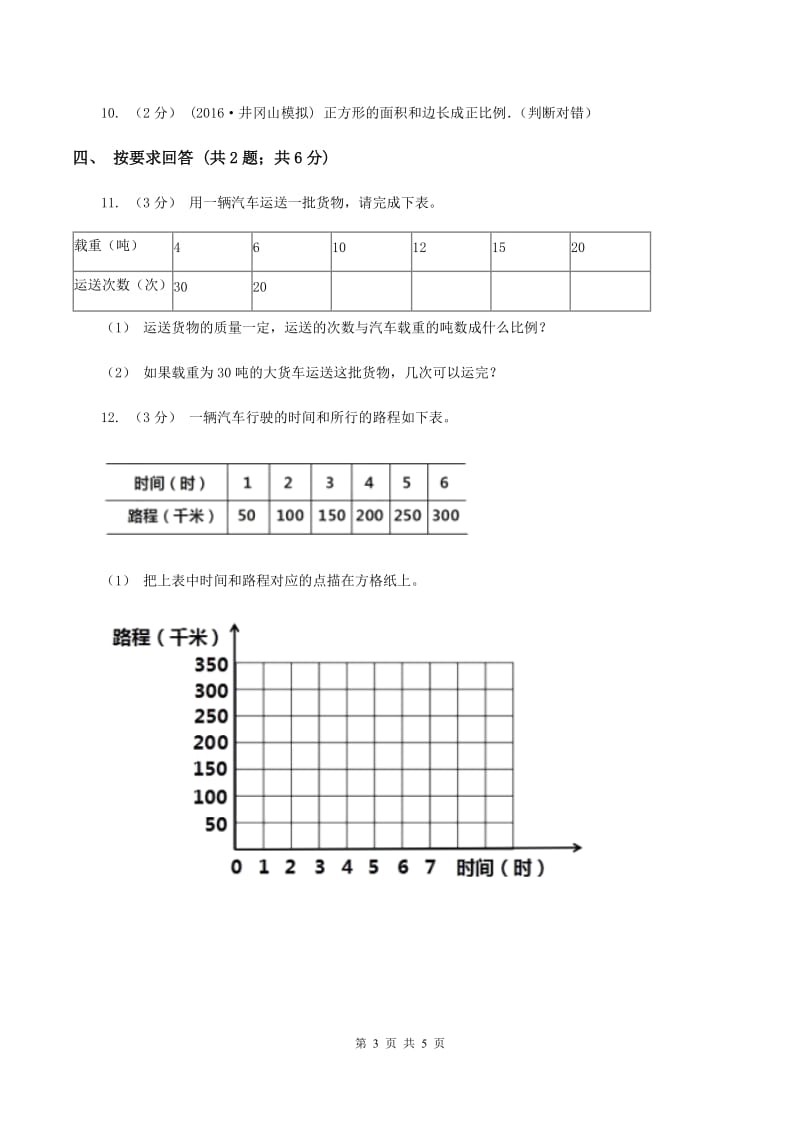 2019-2020学年小学数学人教版六年级下册 4.2.1成正比例的量 同步练习A卷_第3页