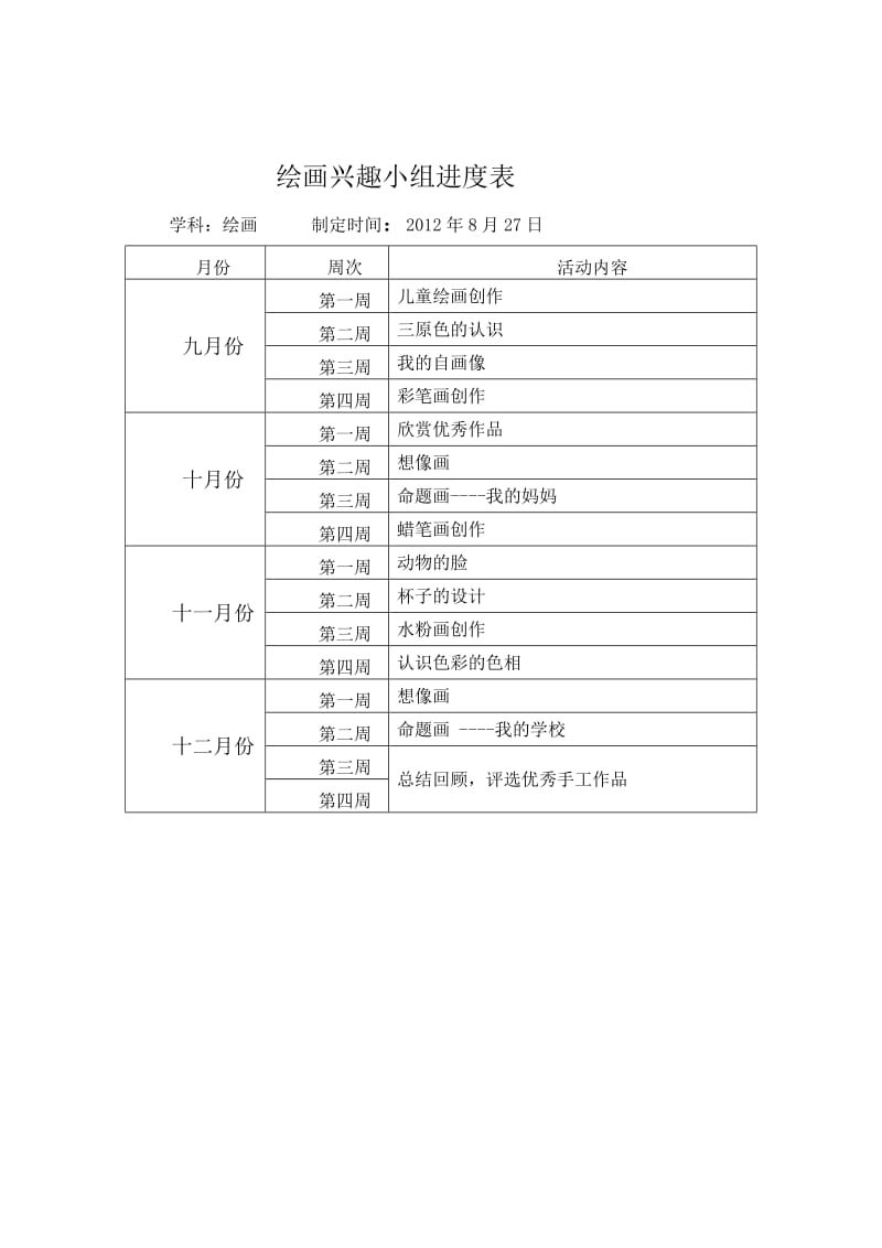 小学美术绘画兴趣小组活动计划及进度_第3页