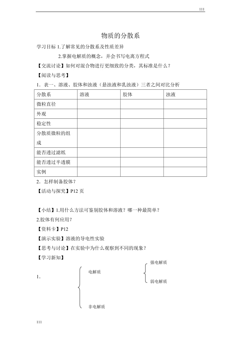 《丰富多彩的物质 物质的分散系》学案9_第1页