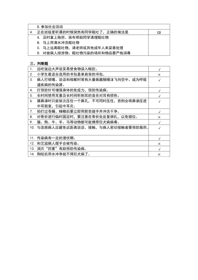 上海青少年健康知识网上竞赛题库小学组_第3页