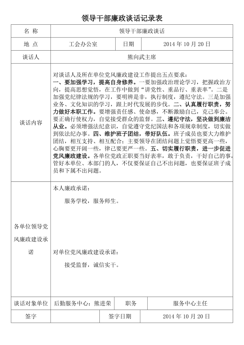 领导干部廉政谈话记录表_第3页