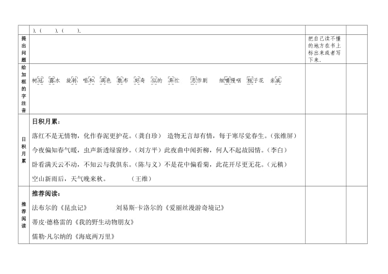 人教版六年级语文上册预习单_第2页