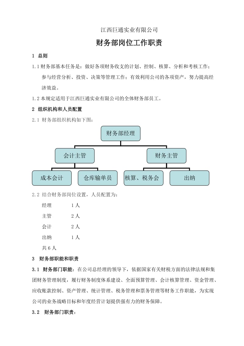 财务部岗位职责_第1页