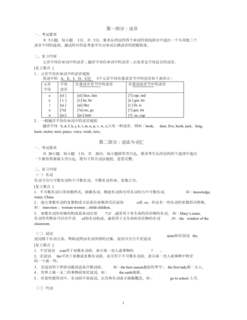 《大学英语》(专升本)复习资料_第3页