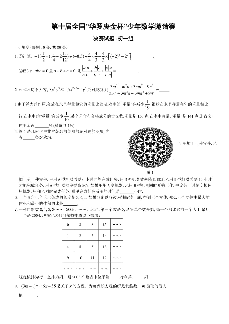 第十届全国”华罗庚金杯”少年数学邀请赛_第1页