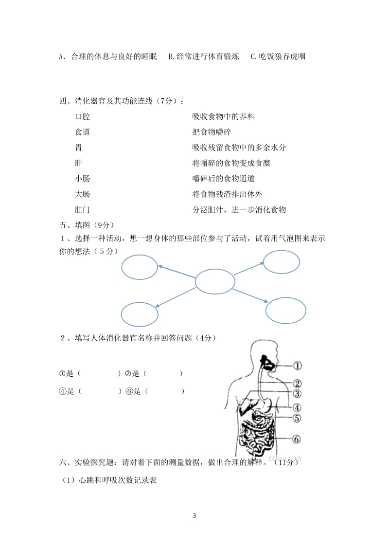 教科版四年级科学上册第四单元试卷_第3页