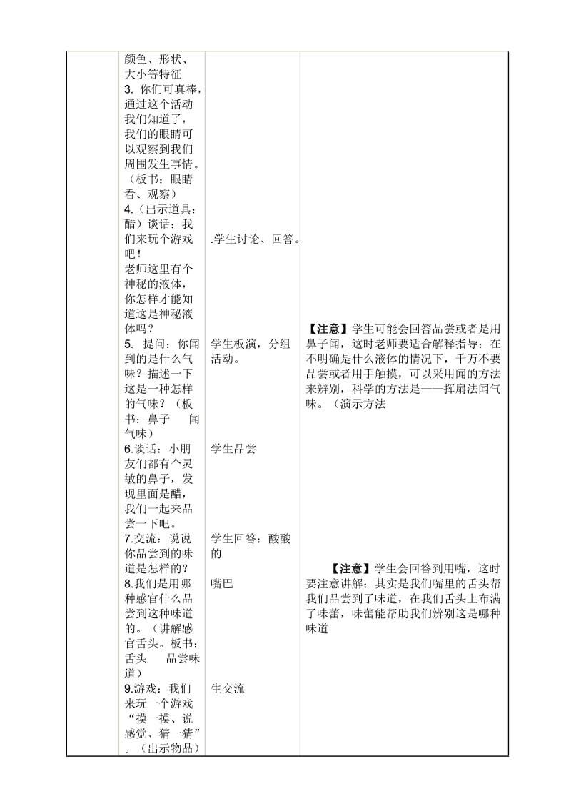 小学科学《认识感官》教学设计模板_第3页