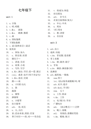 人教版英語(yǔ)單詞7年級(jí)下冊(cè)