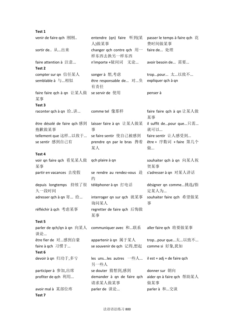 法语语法练习固定搭配总结_第1页