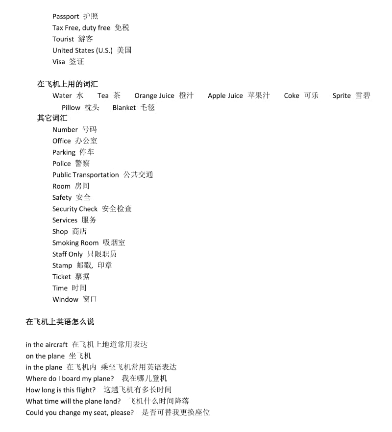 出国坐飞机常用英语_第3页