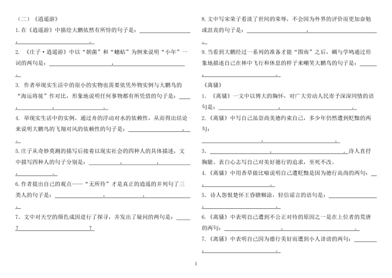 鲁人版必修五情景式默写_第1页