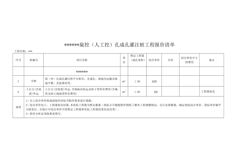 实践项目人工挖孔桩报价清单_第3页