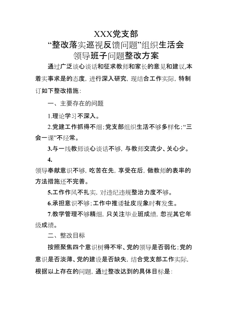 班子问题整改方案_第1页