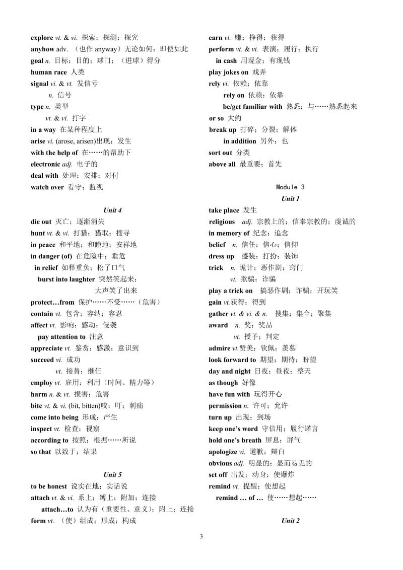 高中英语必修1至5黑体字重点单词及短语汇总(含默写版)_第3页