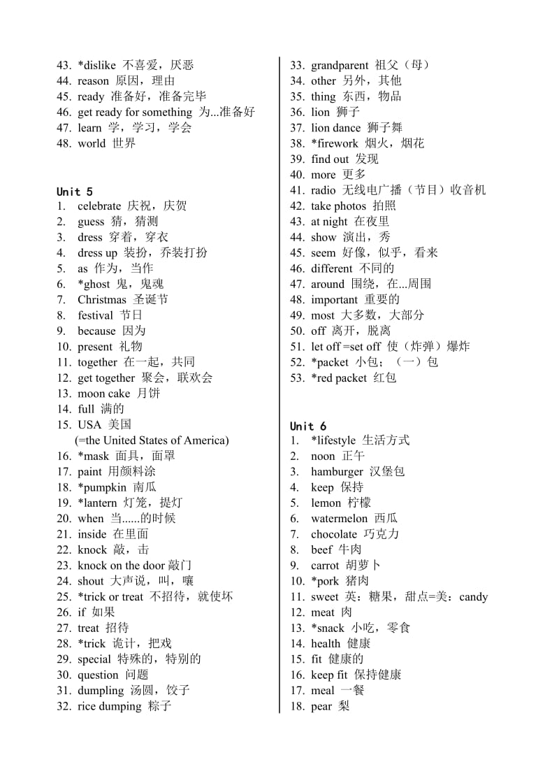 最新译林版英语七年级上册词汇表_第3页