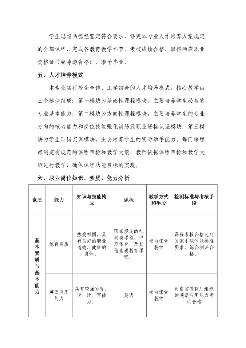 中等职业教育旅游服务与管理专业人才培养方案_第3页