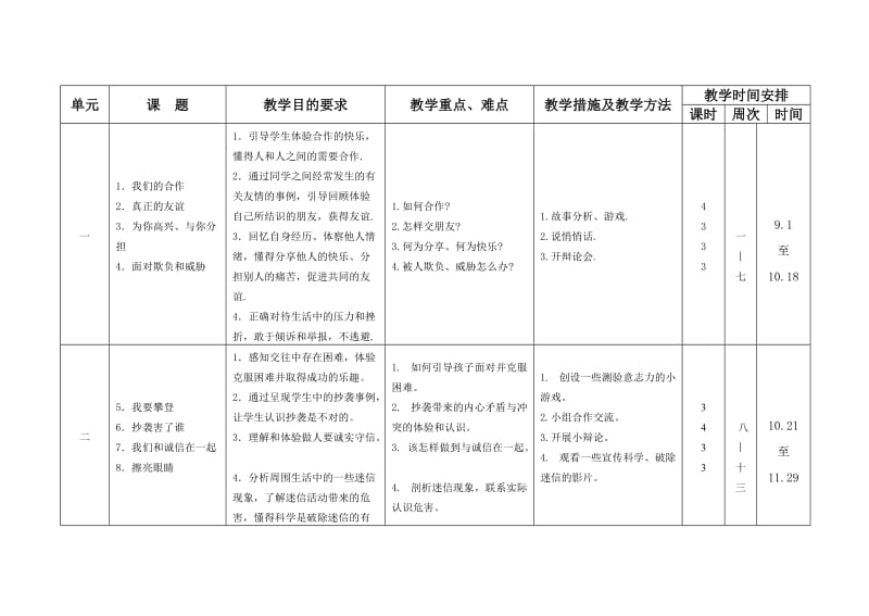 四年级上册道德与法治计划2017秋_第3页