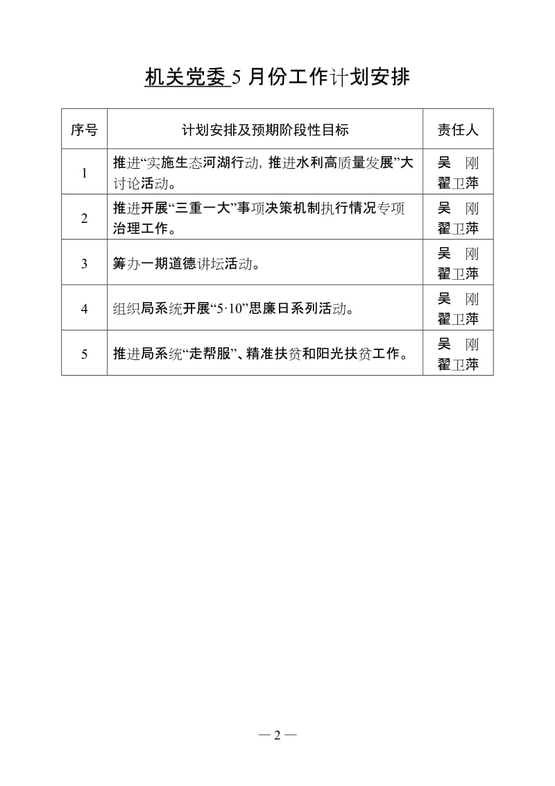 办公室5月份工作计划安排_第2页