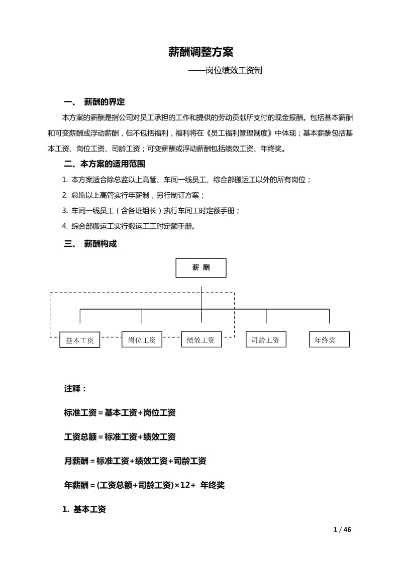 企业薪酬调整方案大全_第1页