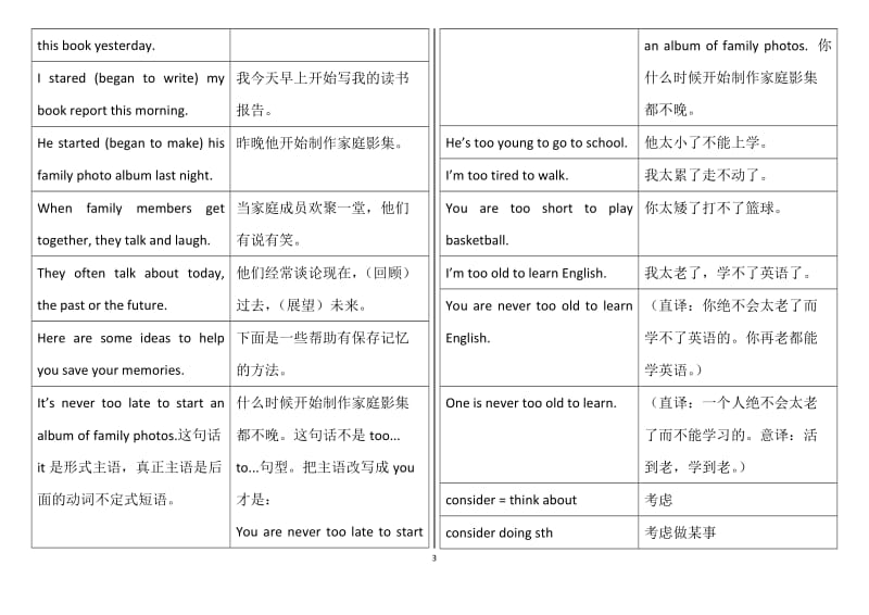 冀教版初中英语八上第三单元词组重点句_第3页