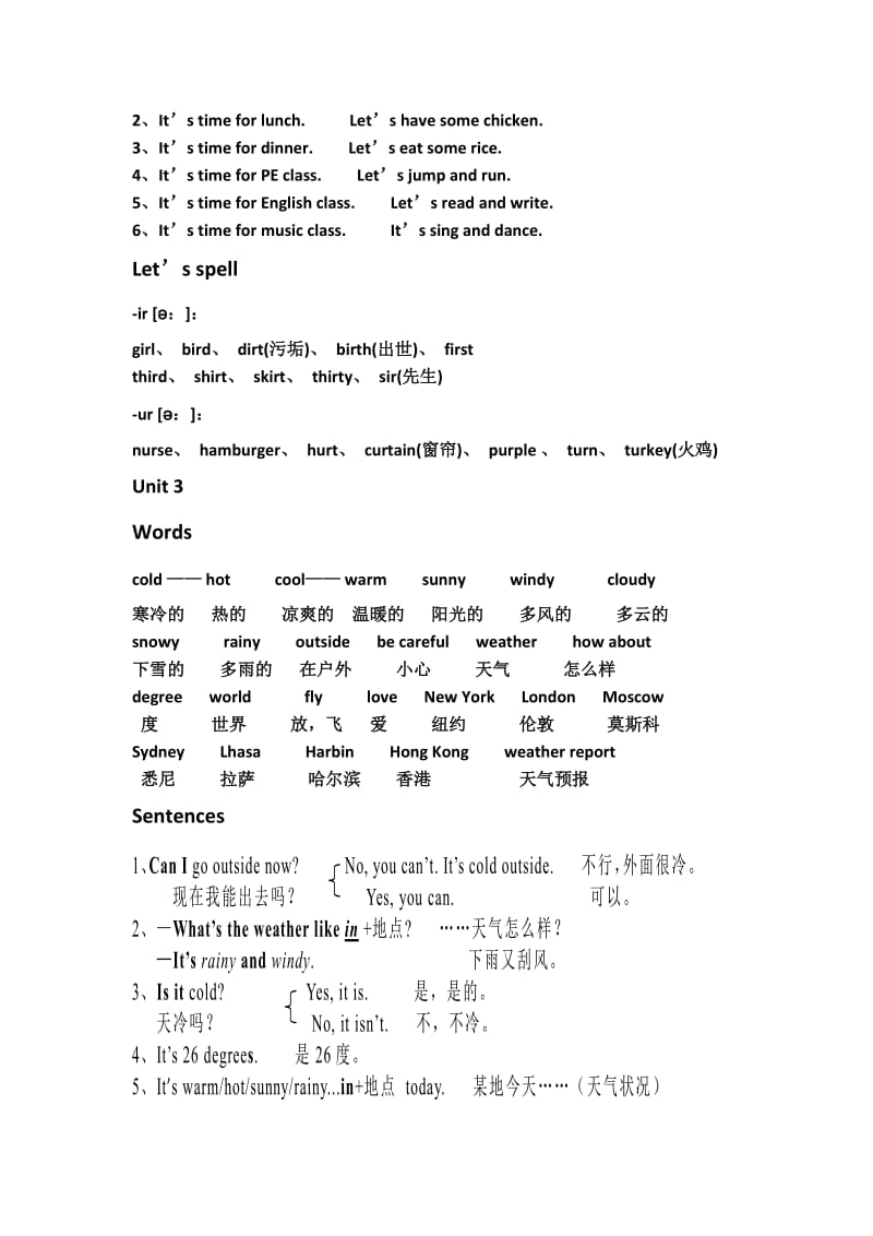 四年级英语下册人教版总复习资料_第3页