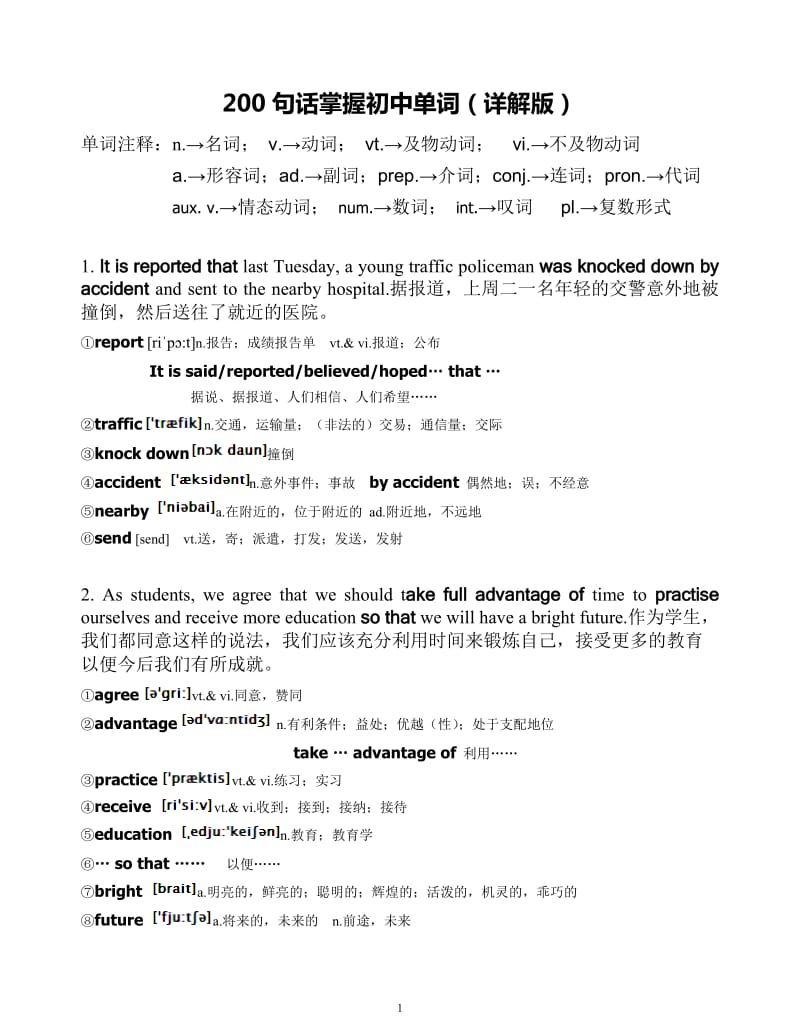 中考词汇200句搞定_第1页